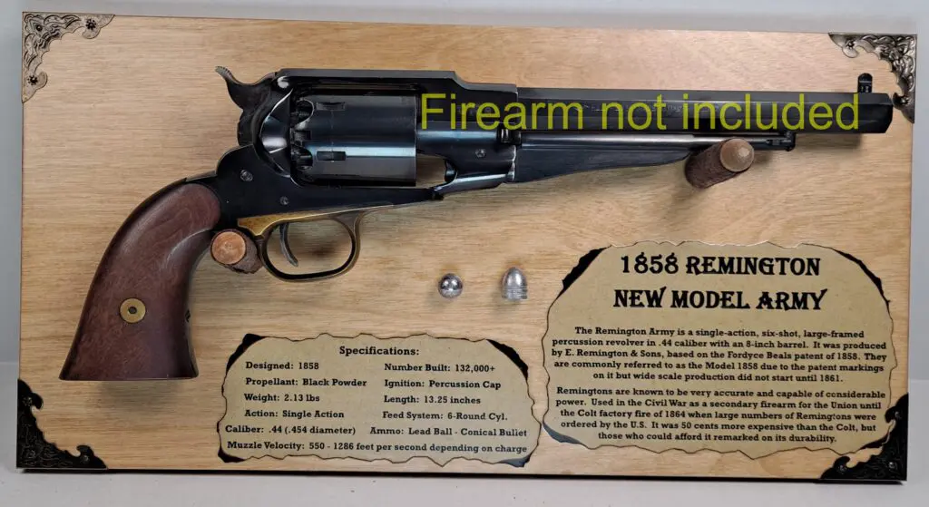 Antique revolver display plaque with ammo