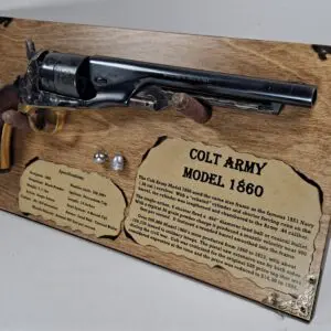 Free-Standing Display Plaque for a Model 1860 Colt Army Revolver – Dark Stain