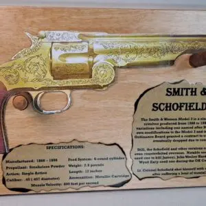 Antique gold Smith & Wesson Schofield revolver plaque