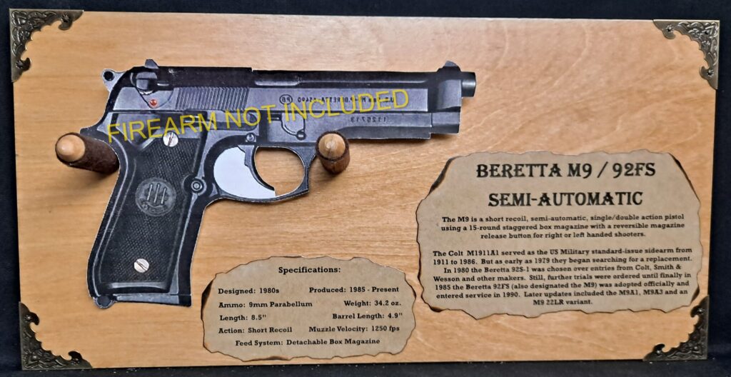 Beretta M9 semi-automatic pistol display
