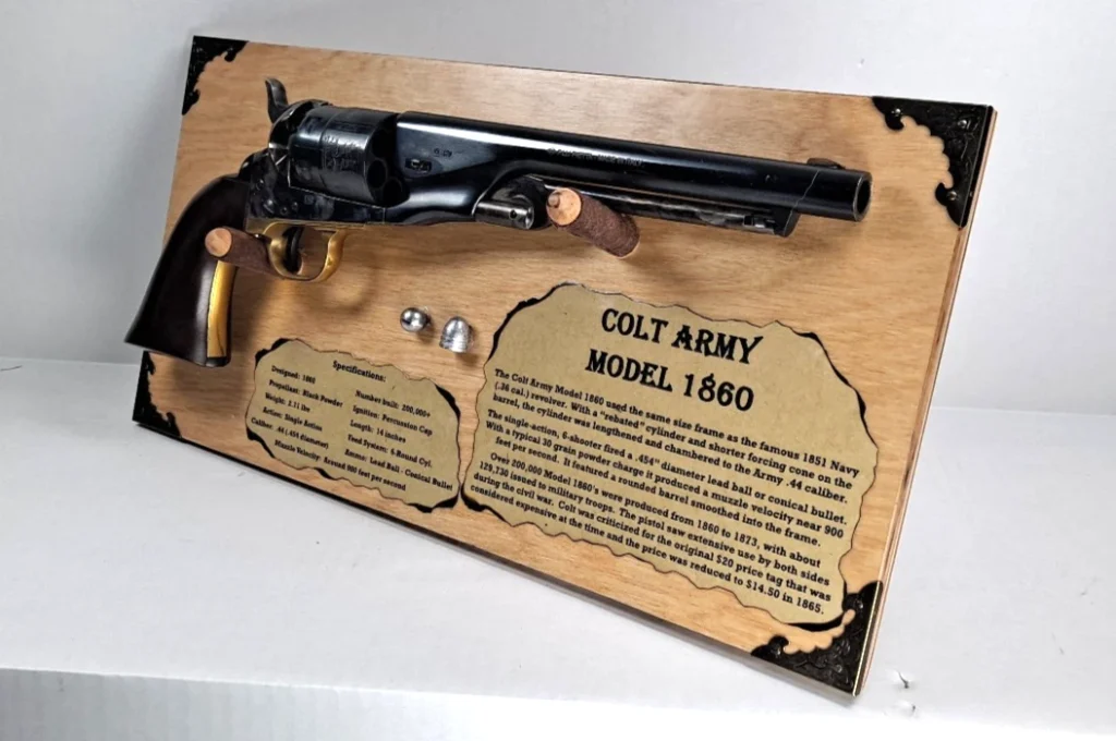 Free-Standing Display Stand  Colt Model 1860 Revolver Gun Rack LIGHT Stain  618