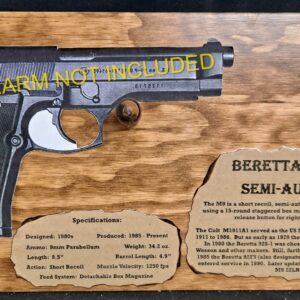 Wall Hanging Display Plaque for the Beretta M9 / 92FS – Dark Stain