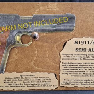Wall Display Plaque for a M1911/A1 Semi-Automatic - Dark Stain