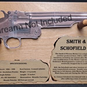 Wall Hanging Display Plaque for the Smith & Wesson Model 3 Schofield Revolver – Light Stain