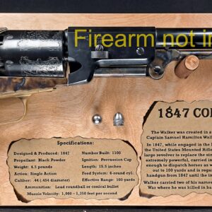 Free-Standing Display Plaque for a 1847 Colt Walker Revolver - Light Stain