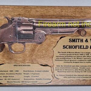 Wall Hanging Display Plaque for the Smith & Wesson Model 3 Schofield Revolver – Dark Stain