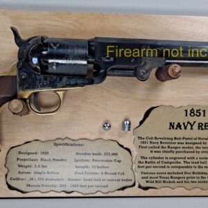 Free-Standing Display Plaque for your 1851 Colt Navy Revolver - Light Stain