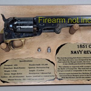 Wall Hanging Display Plaque for your 1851 Colt Navy Revolver - Light Stain