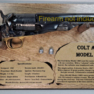 Wall Hanging Display Plaque for a 1860 Colt Army Revolver - Dark Stain