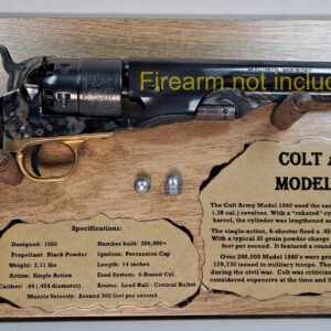 Wall Hanging Display Plaque for a 1860 Colt Army Revolver – Dark Stain