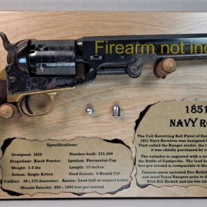 Free-Standing Display Plaque for your 1851 Colt Navy Revolver - Light Stain