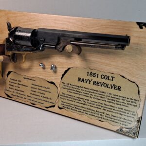Free-Standing Display Plaque for your 1851 Colt Navy Revolver - Light Stain