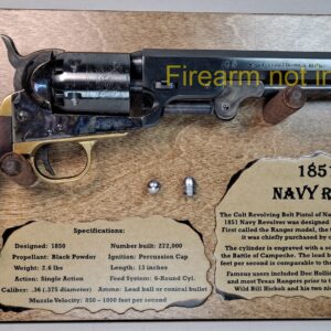 Free-Standing Display Plaque for your 1851 Colt Navy Revolver - Dark Stain