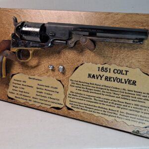 Free-Standing Display Plaque for your 1851 Colt Navy Revolver - Dark Stain