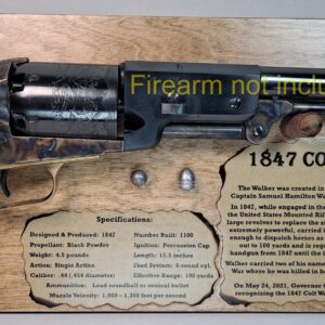 Free-Standing Display Plaque for your 1847 Colt Walker Revolver - Dark Stain