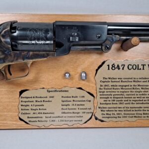 Wall Display Plaque for 1847 Colt Walker Revolver - Light Stain  #640