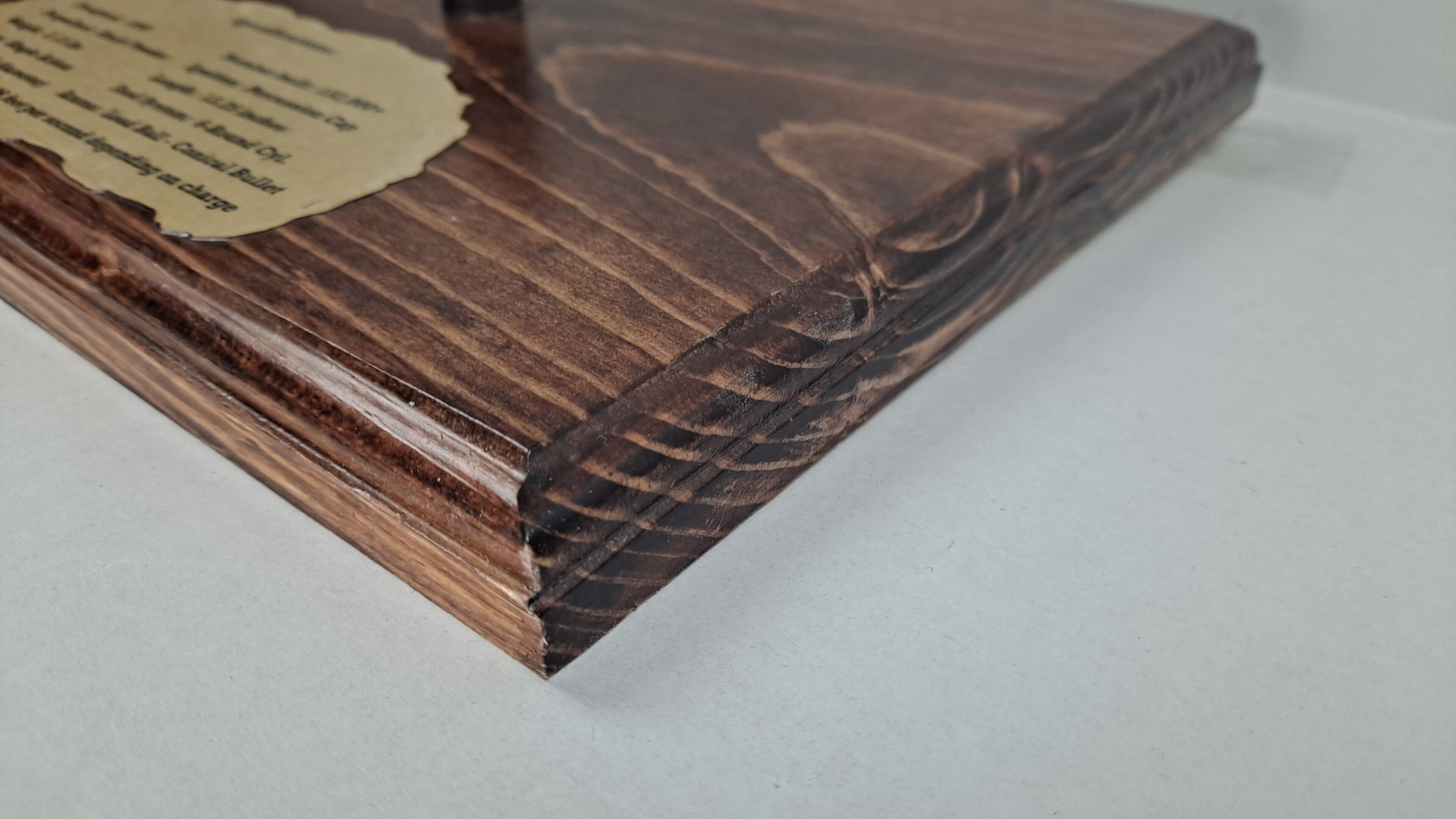 - Prototype - Wall Display Plaque for your 1858 Remington New Model Army Revolver Red Mahogany Stain on Pine PT5 - Image 4