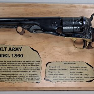Prototype - Wall Display Plaque for your Colt Model 1860 Revolver - Pine with pine stain - PT12