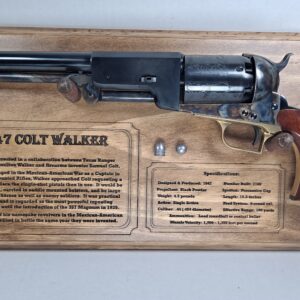 Mounted 1847 Colt Walker revolver on wooden plaque